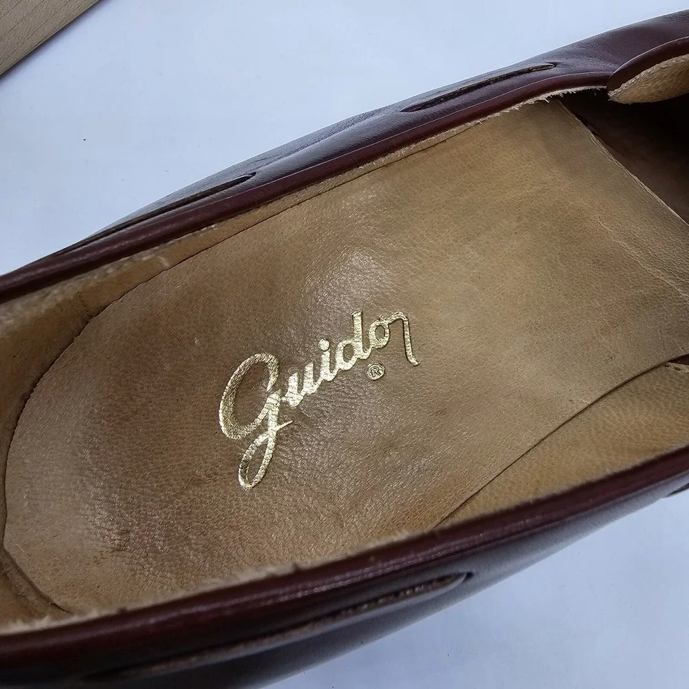 Guido Mocasines Loafer 497 Burgundy Tassel Argentina Handcrafted $320 Size 10.5